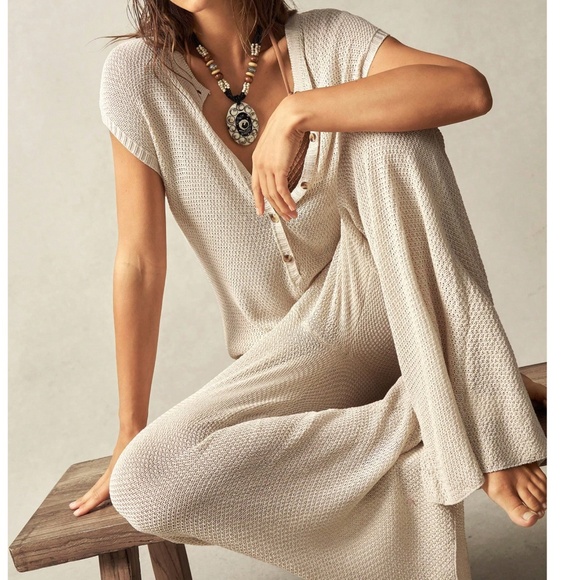 Solid Button up Batwing Sleeve Wide leg Semi Sheer Jumpsuit - Picture 3 of 6